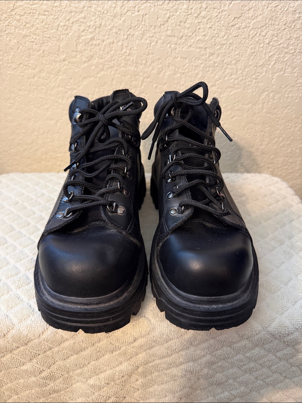 Route 66 Men's Black Leather Lace-Up Work Boots